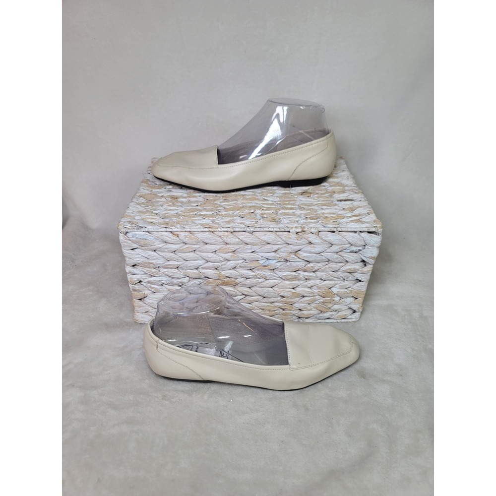 Joyce Hobby Cream Leather Loafers Quiet Luxury Balletcore Slip On Flats Size 7M